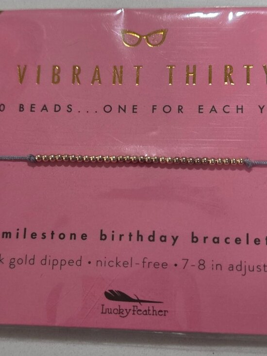 Lucky Feather Jewelry - Vibrant Thirty" Milestone Birthday Bracelet, designed specifically as a 30th bir